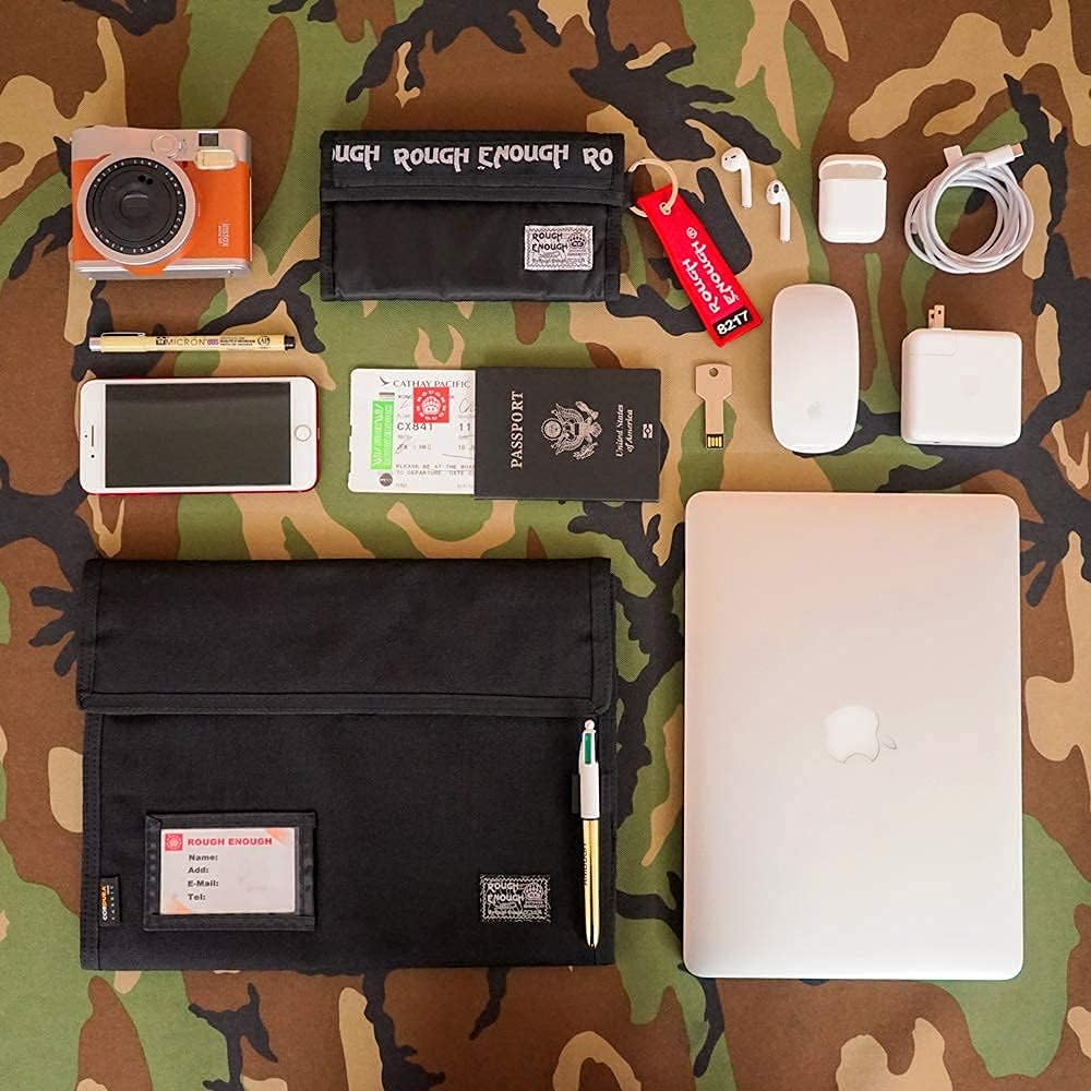 Rough Enough Expanding File Document Folder Bag Accordian File Organizer Accordion Filing Folders Case Portable Portfolio for School Office Travel in Black Cordura : Office Products