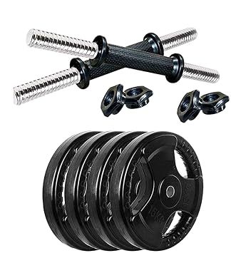 Professional Metal Integrated Rubber Plates 2.5 KG x 4 Pcs with 2 Dumbbell Rod Adjustable Dumbbell (10 kg)