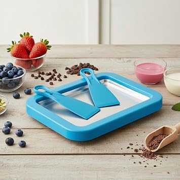 Ice Cream Roll Maker Rolled Ice Cream Machine, Sweet Spot Pan, Instant Cold Plate, Ideal for Making Rolled Ice Cream Soft Serve Slushies Frozen Yogurt Sorbet and Gelato (Summer Blue)
