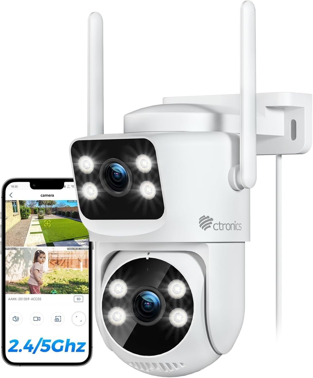 Amazon.co.jp: Ctronics 防犯カメラ 屋外 880C DL ダブルレンズ 5GHz