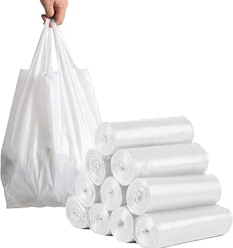 4 Gallon Small Trash Bags with Handles, 150 Count Heavy Duty Leakproof Bathroom Garbage Bags, Waste Basket Liners for Home, Office, Car White, 1 Count Pack of 200