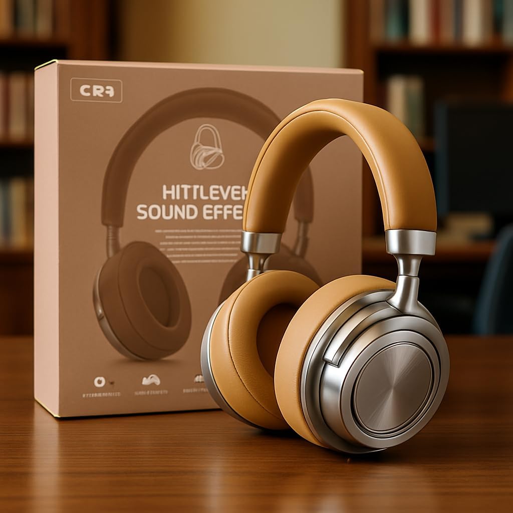 Wireless Headphones Bluetooth, Noise Canceling Headphones Over Ear, Built-in Micphone, 38 Hours Up Battery Life, Bluetooth 5.4&HIFI, Retro Headphone for Home Office Travel Birthday Gift（Brown）