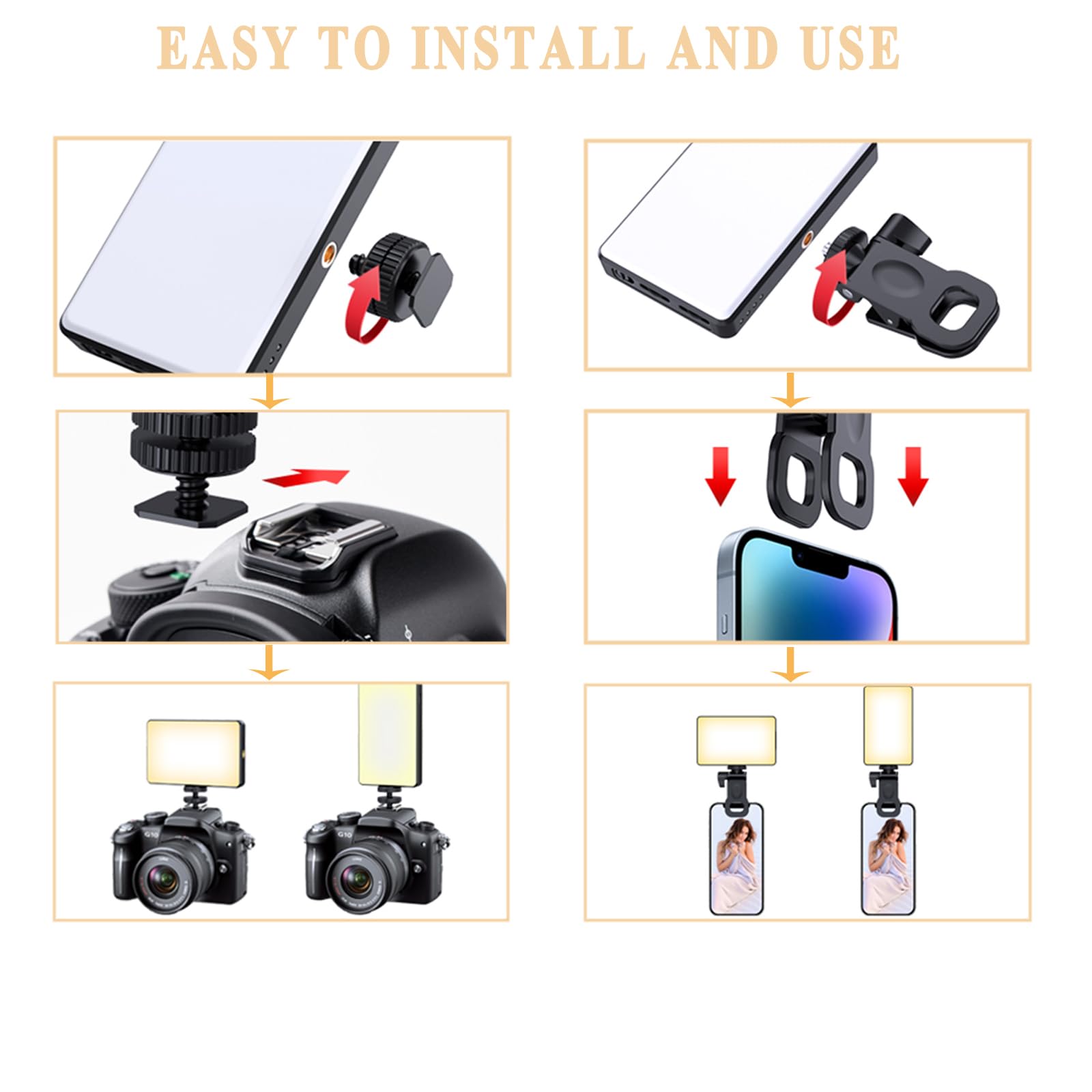 Lampe à selfie LED pour téléphone, 120 LED, 3 modes d'éclairage et réglage de la luminosité, clip vidéo pour téléphone, appareil photo, ordinateur portable, iPad pour maquillage TikTok Selfie