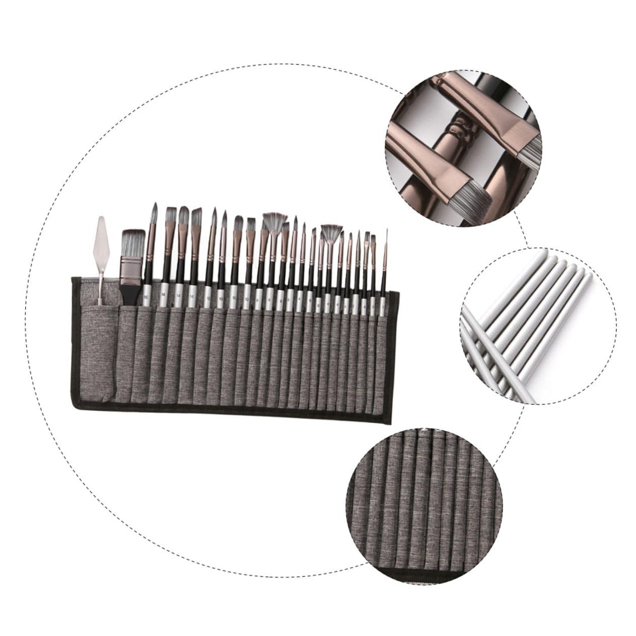 Kit de 24 Pinceaux de Peinture en Nylon avec Paquet, Ensemble Polyvalent pour Dessin à Peindre et Dessin à L'aquarelle, Forme Simple et Style Élégant