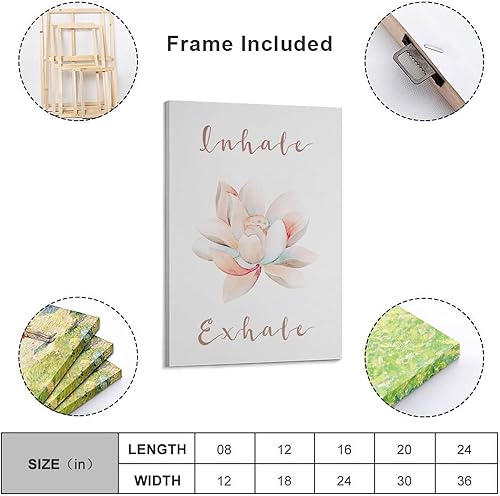 Miniatura 2 de Inhala Exhala Arte, póster de citas de loto, obras de arte de yoga, citas espirituales, arte de meditación y arte de pared, póster moderno de
