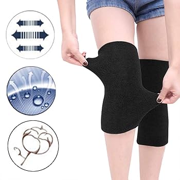 Elastic Longer Version Of Sports Knee Pads Thigh High Warmer Arthritic Thermal Knee Braces Support Compression Sleeves(2 Pieces),Black -XXL