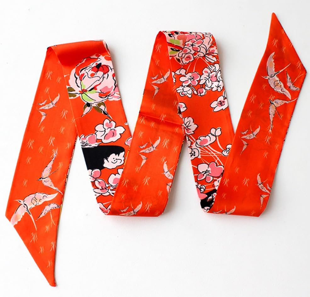 JERLA 100% Mulberry silk Scarf bag scarf Head Hair Ribbon Handbag Handle wrap Tie Bundle Neckerchief Scarf for women - Image 2
