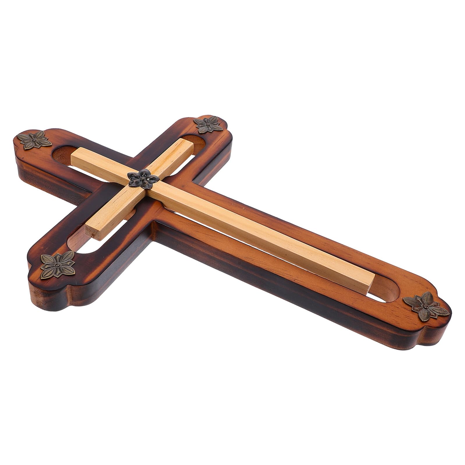 Cruz de madera de caucho jojofuny rustica de mesa y pared 8