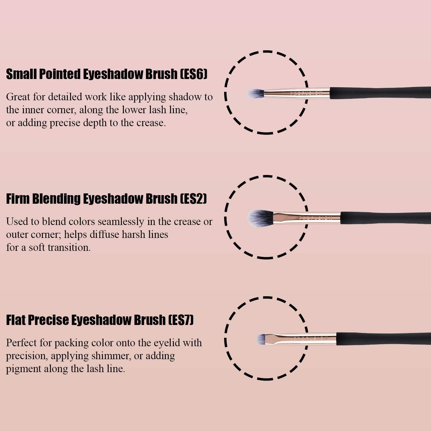 Profusion Cosmetics Brush Set Eye Essential 3 PC