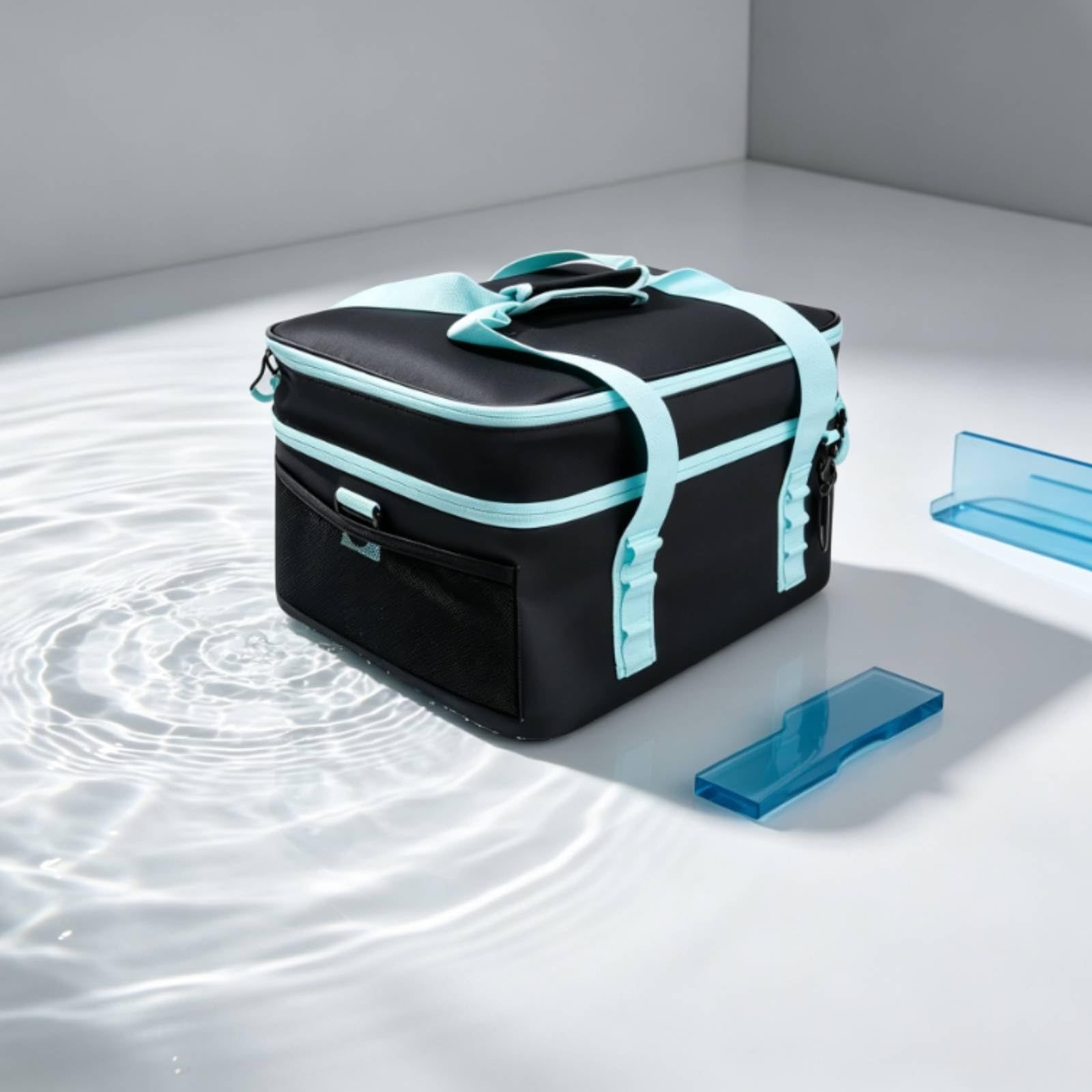 Borsa in PVC con Tasca a Rete Resistente All'umidità Borsa Impermeabile con Maniglia Trasportabile per Campeggiatori, Campeggio