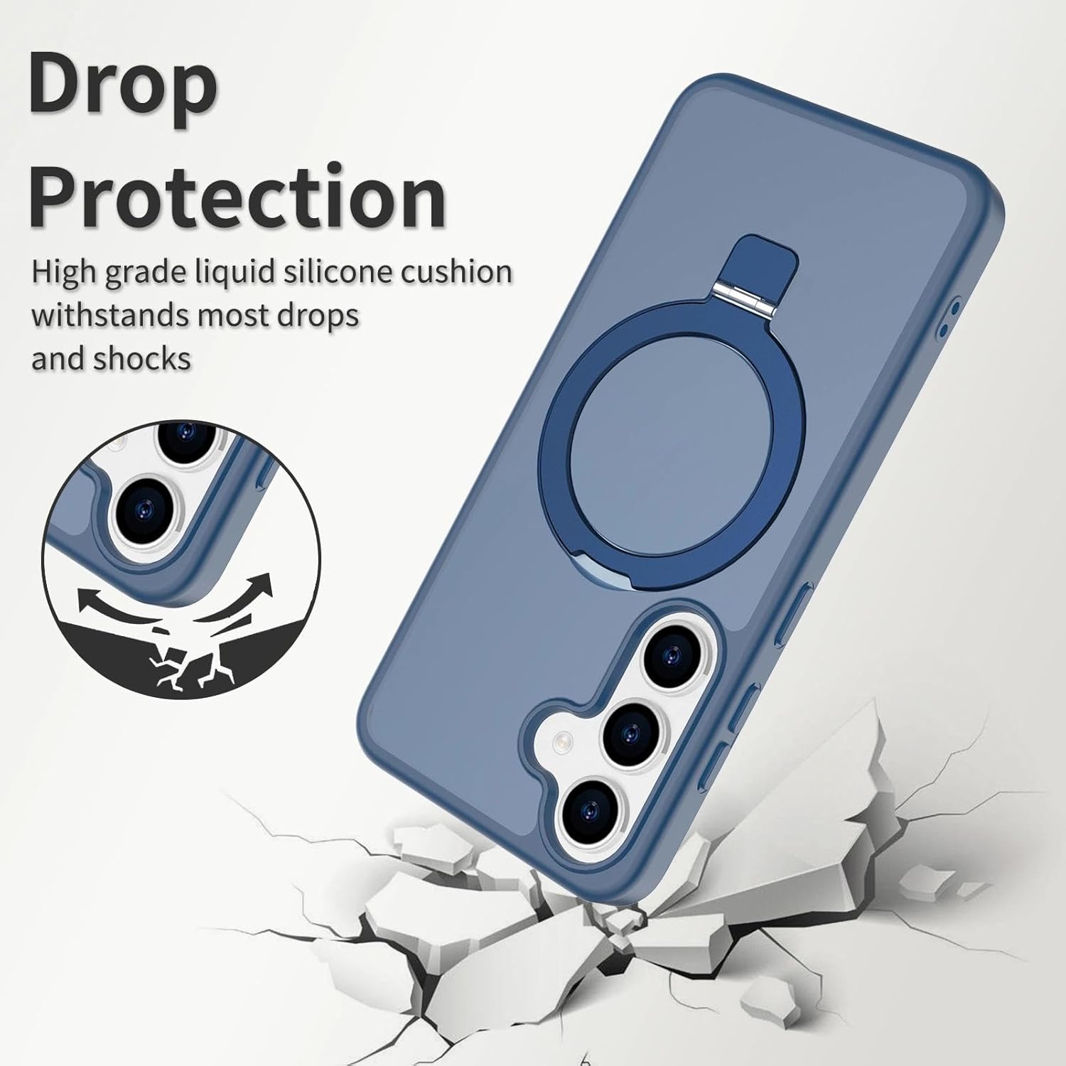 Magnetic for Samsung Galaxy S25 Case, 6.2", Compatible with MagSafe, Rugged Kickstand, Not-Yellowing Military-Grade Protection, Matte Blue - Image 2