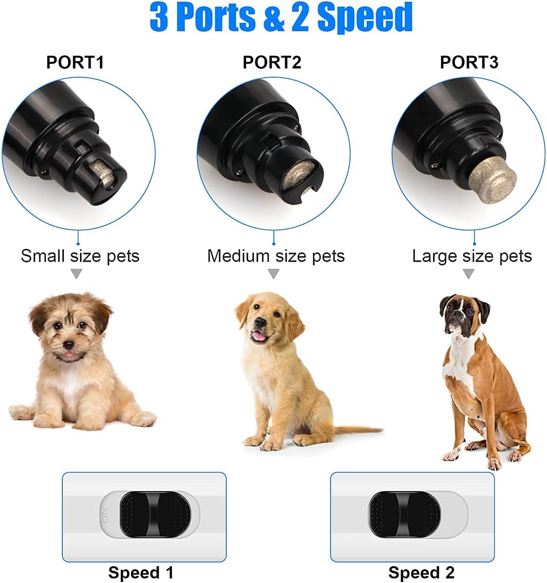 ATESON Dog Nail Grinder and Clippers with Safety Guard, Rechargeable Pet Nail Trimmers with Quite Low Noise for Large Medium Small Dogs and Cats, Pet Claw Grinder Clipper File