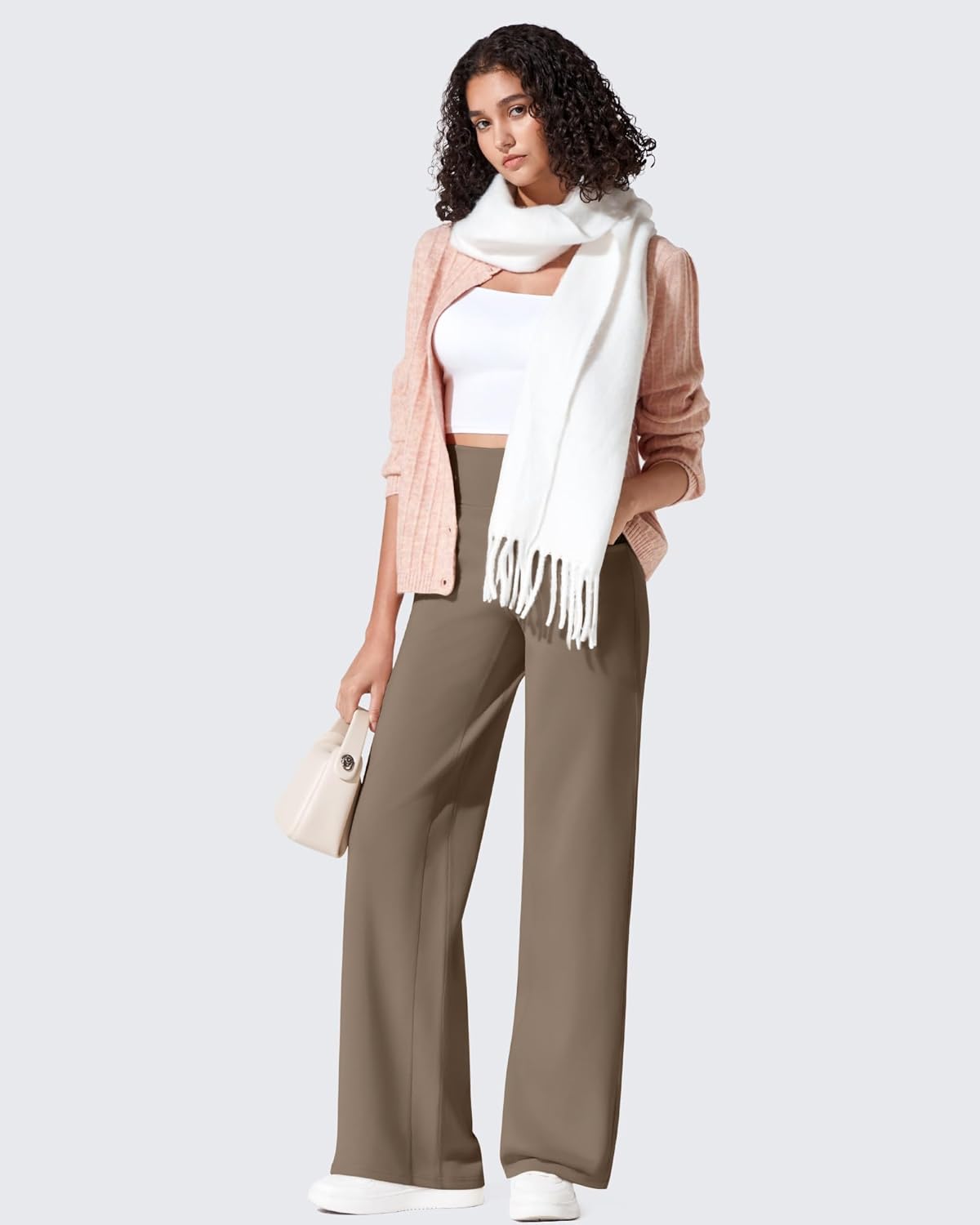 G4Free Fleece Lined Pants Women Wide Leg Work Trousers with Pockets High Waisted Sweatpants for Casual Dress Winter - Image 6