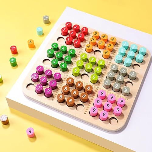 BESPORTBLE Holz Sudoku für Pädagogisches Legespiel mit Bunten Formen Leicht und Tragbar Fördert Gedächtnis und Geeignet für Vorschulkinder Ab Jahren