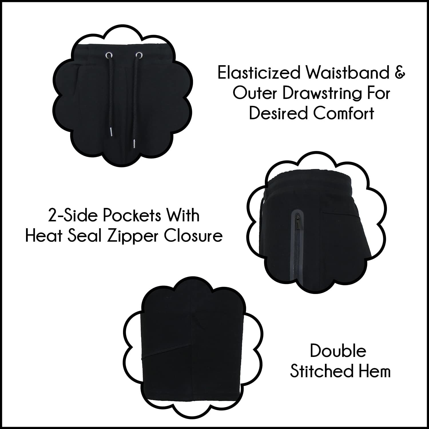 Galaxy by Harvic Men's 3-Pack Performance Jogger Shorts, Tech Fleece Active Cotton Blend Shorts with Pockets