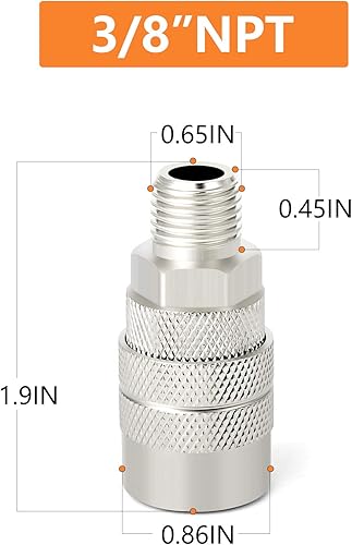 Miniatura 11 de GASHER Acoplador industrial femenino de 12 piezas, 1/4 pulgadas, acoplador de aire de conexión rápida de flujo básico de 1/4