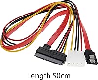 Vista 4 de eMagTech Cable de alimentación de datos SATA 2 en 1, 22 pines (7+15) SATA macho a hembra de datos y alimentación Combo de cable de extensión
