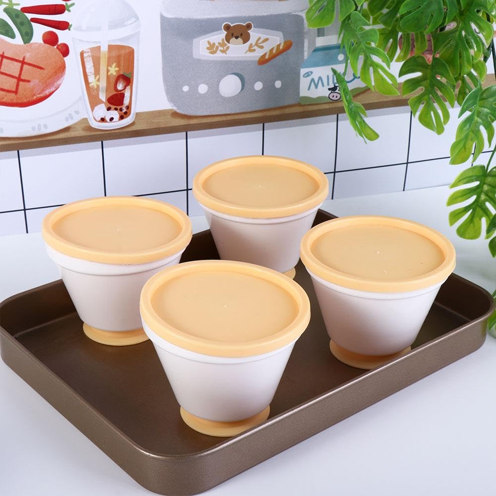 LEBKFT Set 4 Stampi Per Panna Cotta E Budino Con Coperchio – Antiaderenti, Riutilizzabili