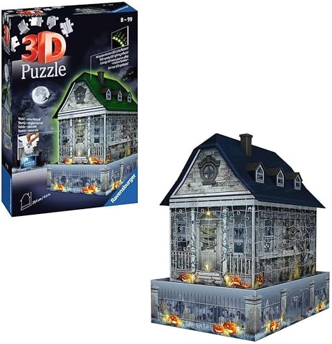 Miniatura 3 de Ravensburger Rompecabezas de noche de casa embrujada 3D para adultos: cada pieza es única, la tecnología Softclick significa que las piezas encajan