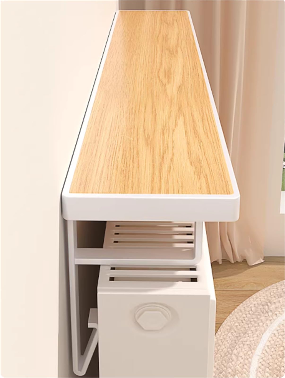 Eiwitany No-Drill Floating Radiator Top Shelf, Dust & Heat Resistant, Max 30kg Load Capacity for Living Room Bedroom Hallway (40 * 12cm)