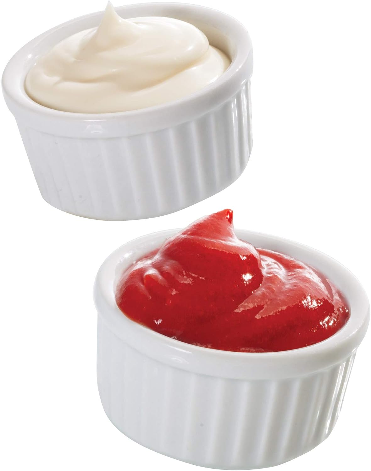 HIC Kitchen Mini Butter Crock Ramekin, Fine Porcelain, For Serving Butter, Condiments, Toppings, 1-Ounce Capacity, Set of 6