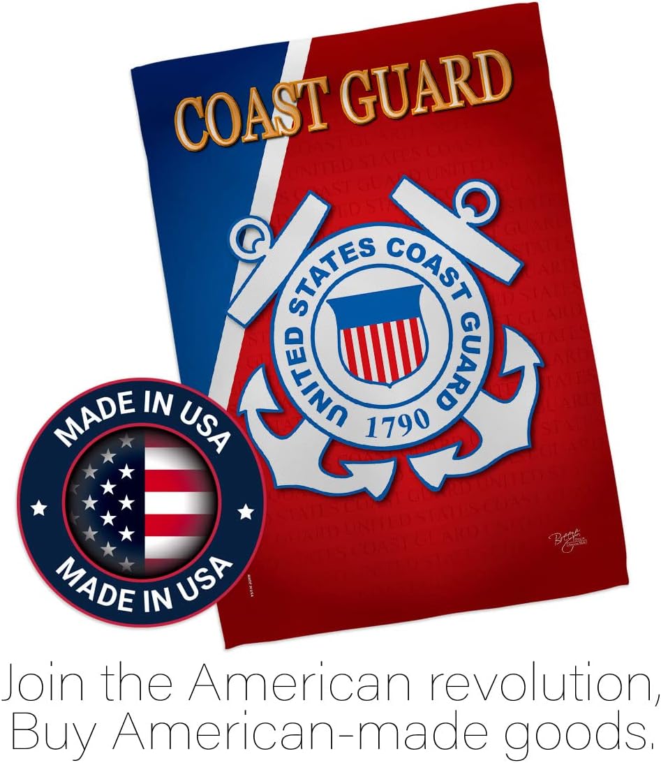 Coast Guard Garden House Flag - Set Armed Forces USCG Semper Paratus United State American Military Veteran Retire Official - Decoration Banner Small Yard Gift Double-Sided Made In USA 28 X 40, 1 x house & 1 x garden flags