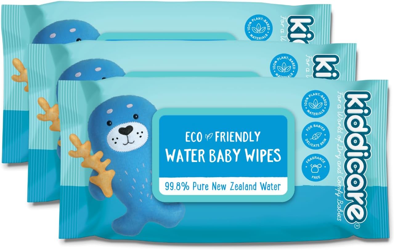 Kiddicare Baby Wipes Eco-Friendly Water Based - 210 Wipes (Pack of 3) | Extra Soft & Thick Cleansing Baby Wet Wipes | Alcohol-Free, Vitamin E Enriched |Gentle, Sensitive Skin-Friendly Travel Pack.