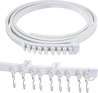 H.VERSAILTEX Ceiling Curtain Track Flexible Bendable Ceiling Mount for Curtain Rail 23ft (7M) Room Divider Curtain Track Systerm for RV Bay Window Curved Curtain Track for Bunk Bed Curtain, White