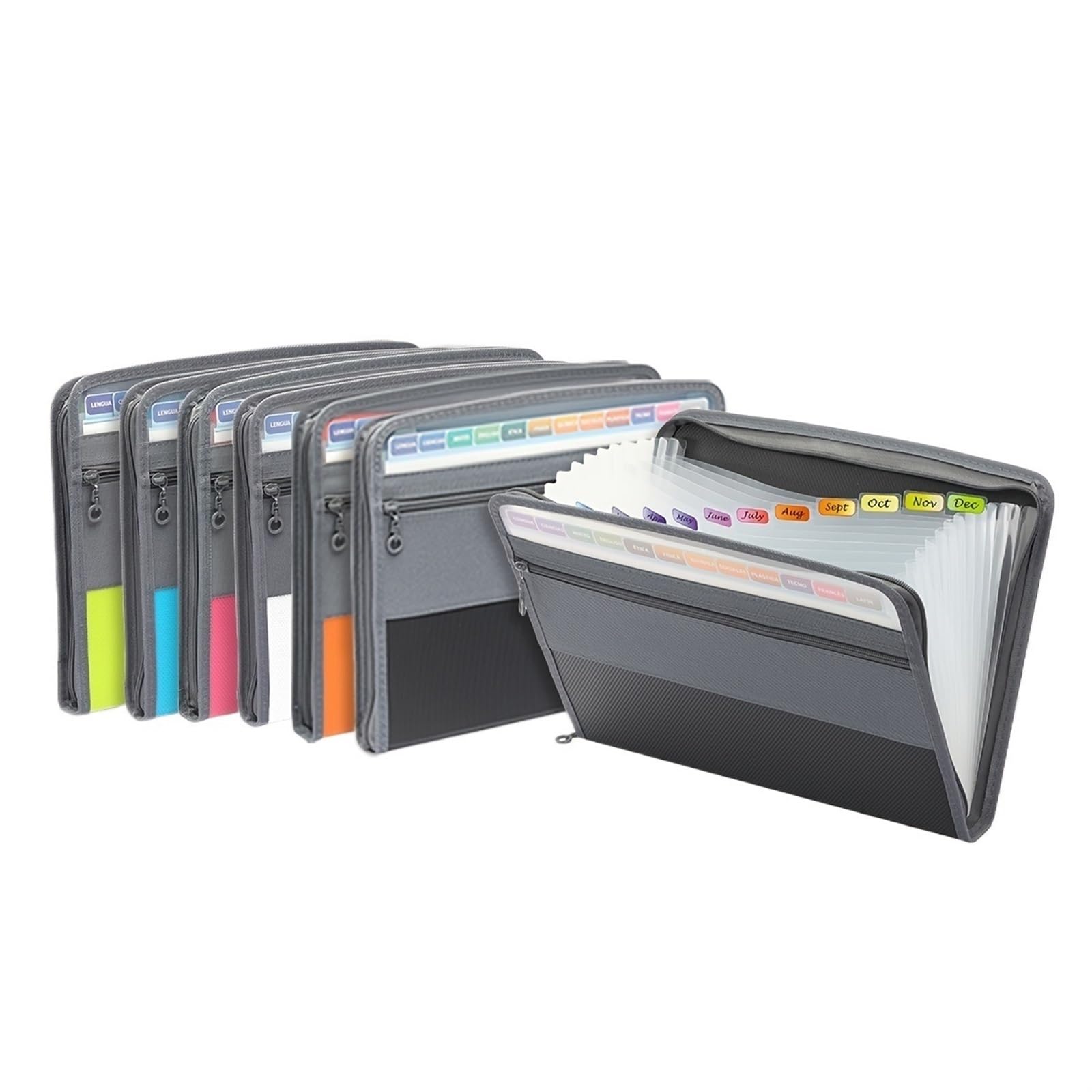 Plastikowy organizer na dokumenty typu harmonijka, 13-kieszeniowy, rozkładany teczka na dokumenty w formie akordeonu, zapinany zamek błyskawiczny(Lake Blue)