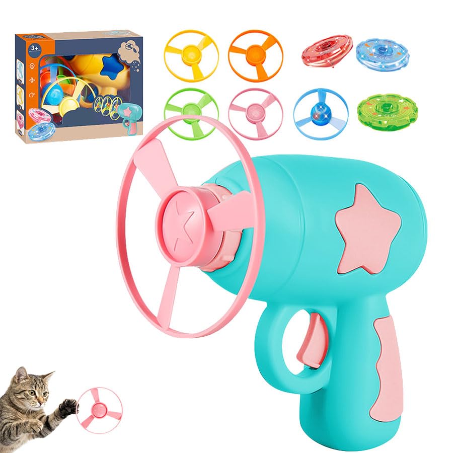 Cat Fetch Toy 2026 Interactive Light-Up Flying Disc Launcher Fetch Toy for Cats Cat Toy Propeller Launcher for