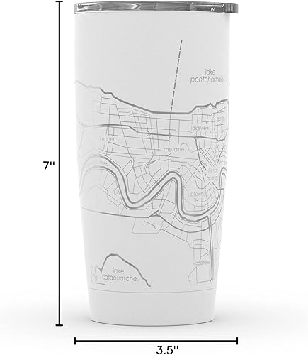 Vista 218 de Well Told Vaso de café aislado con diseño de mapa de Nueva York grabado, taza de acero inoxidable grabada (20 onzas, negro) con aislamiento de mapa