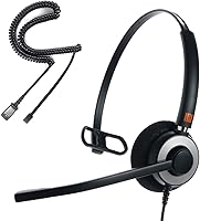 Vista 1 de IPD Auriculares de teléfono IPH-160 con micrófono con cancelación de ruido para oficina y centro de llamadas. Compatible con teléfonos fijos Polycom