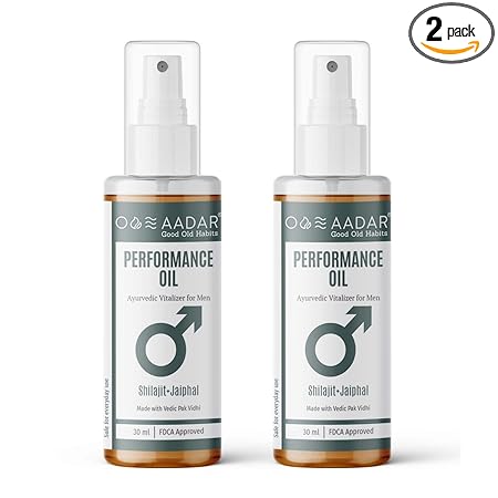AADAR PerforMANce Oil | Ayurvedic Power Massage Oil for Men | Improves Strength & Boost Energy | Shilajit, Black Seed, Jaiphal and Ashwagandha | 30 ml (Pack of 2)