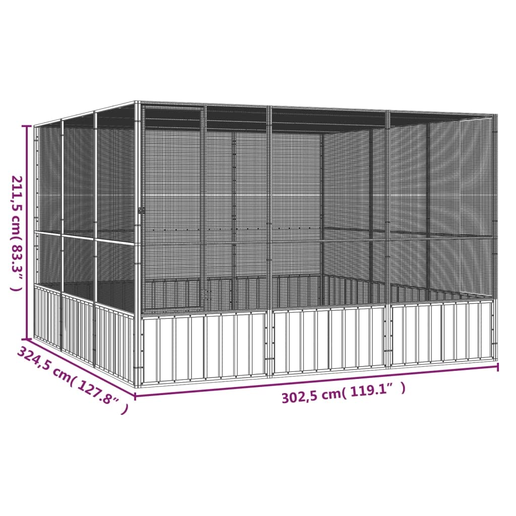 vidaXL Jaula de Pájaros Aves Pajareras Casita Acero Galvanizado Antracita