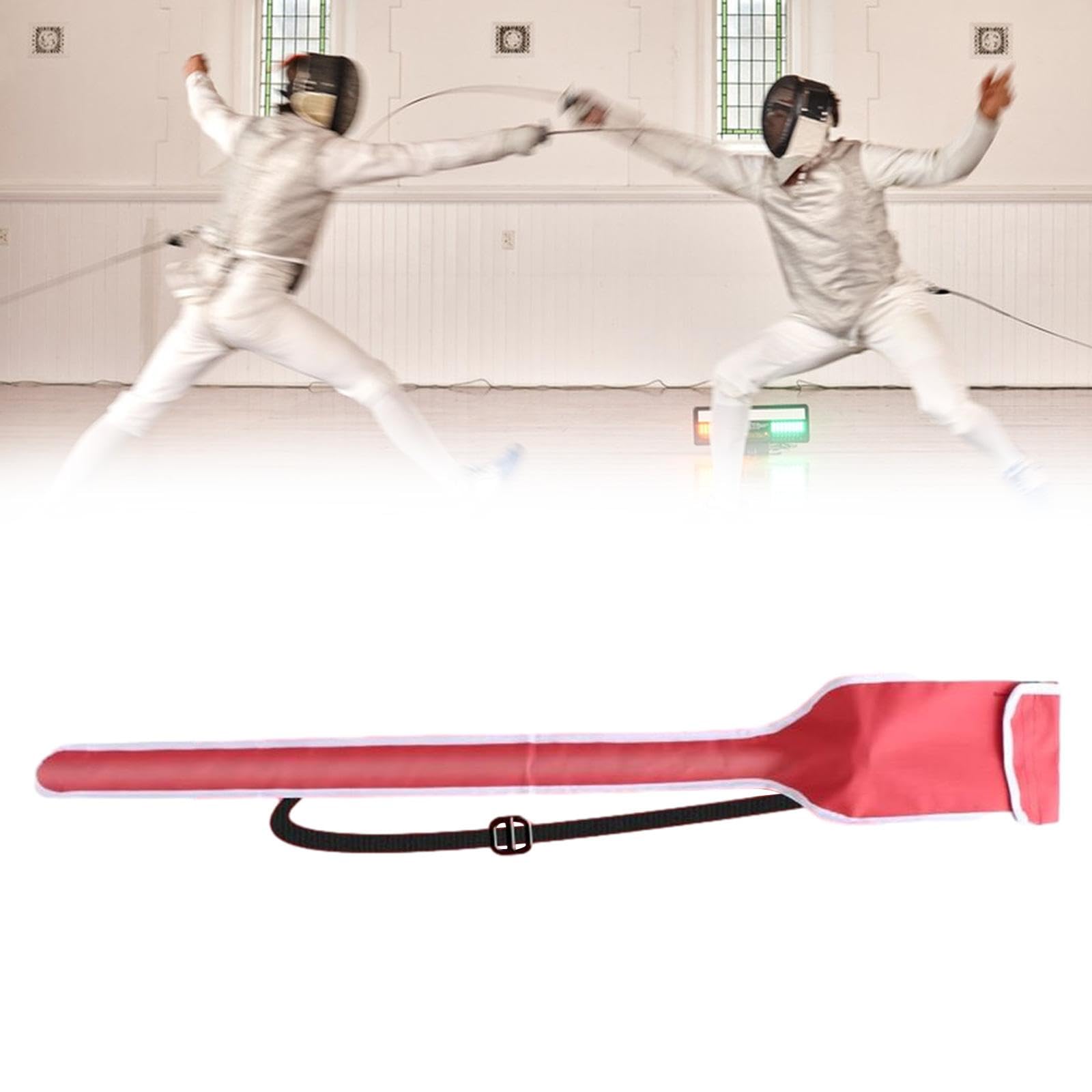 Fancyes Adult Fencing Sword Bag Fencing Storage Bag Portable Wear Resistant for Foil, Saber and Epee Fencing Sword Sling Shoulder Bag, Red, 124cm