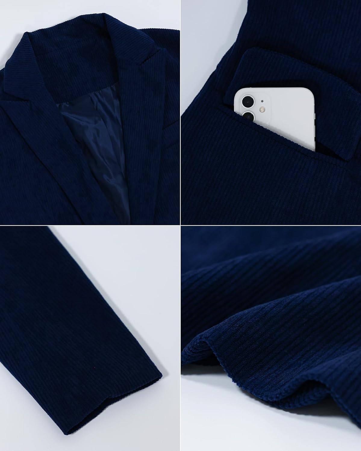 Ladyful Women's Slim Fit Corduroy Blazer Jacket Button Down Long Sleeve Work Office Coat Outerwear - Image 5