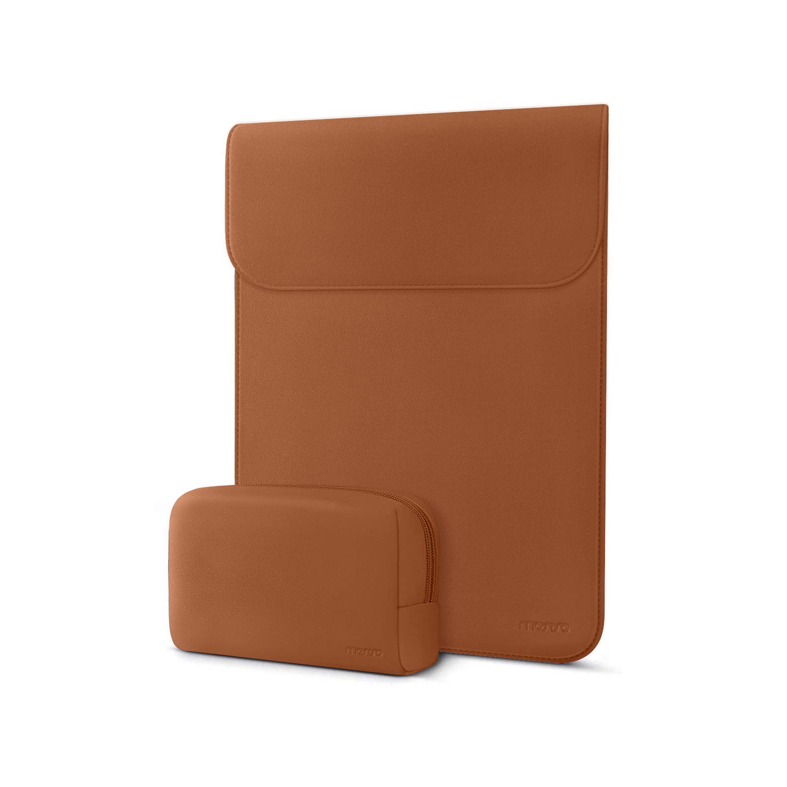 Photo 1 of MOSISO Laptop Sleeve Compatible with MacBook Air 13 inch M2 A2681 M1 A2337 A2179 A1932/Pro 13 M2 M1 A2338 A2251 A2289 A2159 A1989 A1706 A1708, Faux Suede Leather Case with Small Bag, Brown