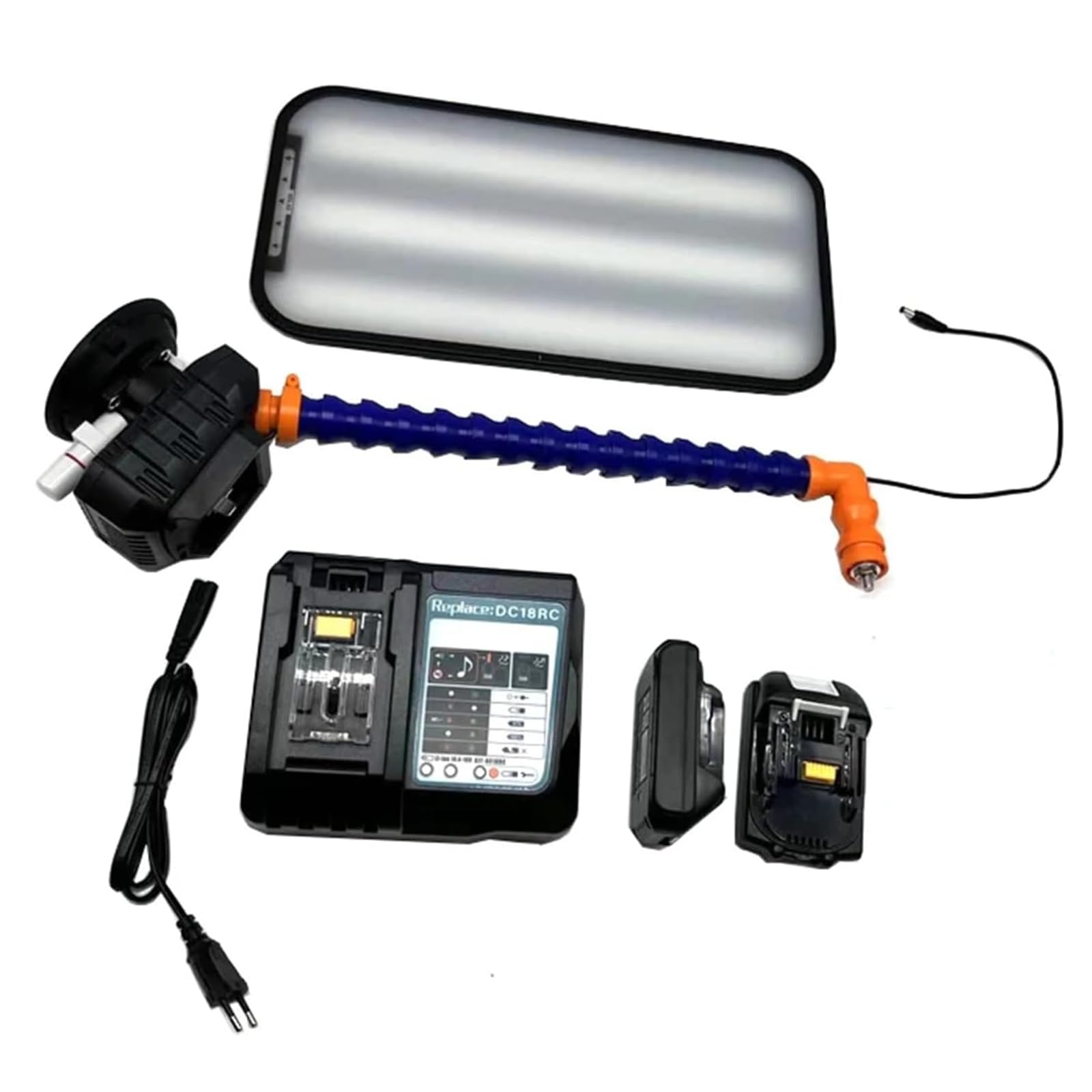 Luz de reparación de abolladuras de coche, herramienta de reparación de 9 LED sin pintura, brillo ajustable, incluye dos baterías de 3000 mAh, perfecta para trabajos de carrocería y eliminación de