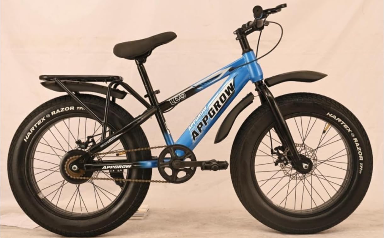 Appgrow Super Fat tyre Cycle in 20t Wheel Size with Tyres of 20 * 4.00 with Front Suspension Fork with Dual disc Brakes in Single Speed for Age Group 7 to 13 Years-image-8