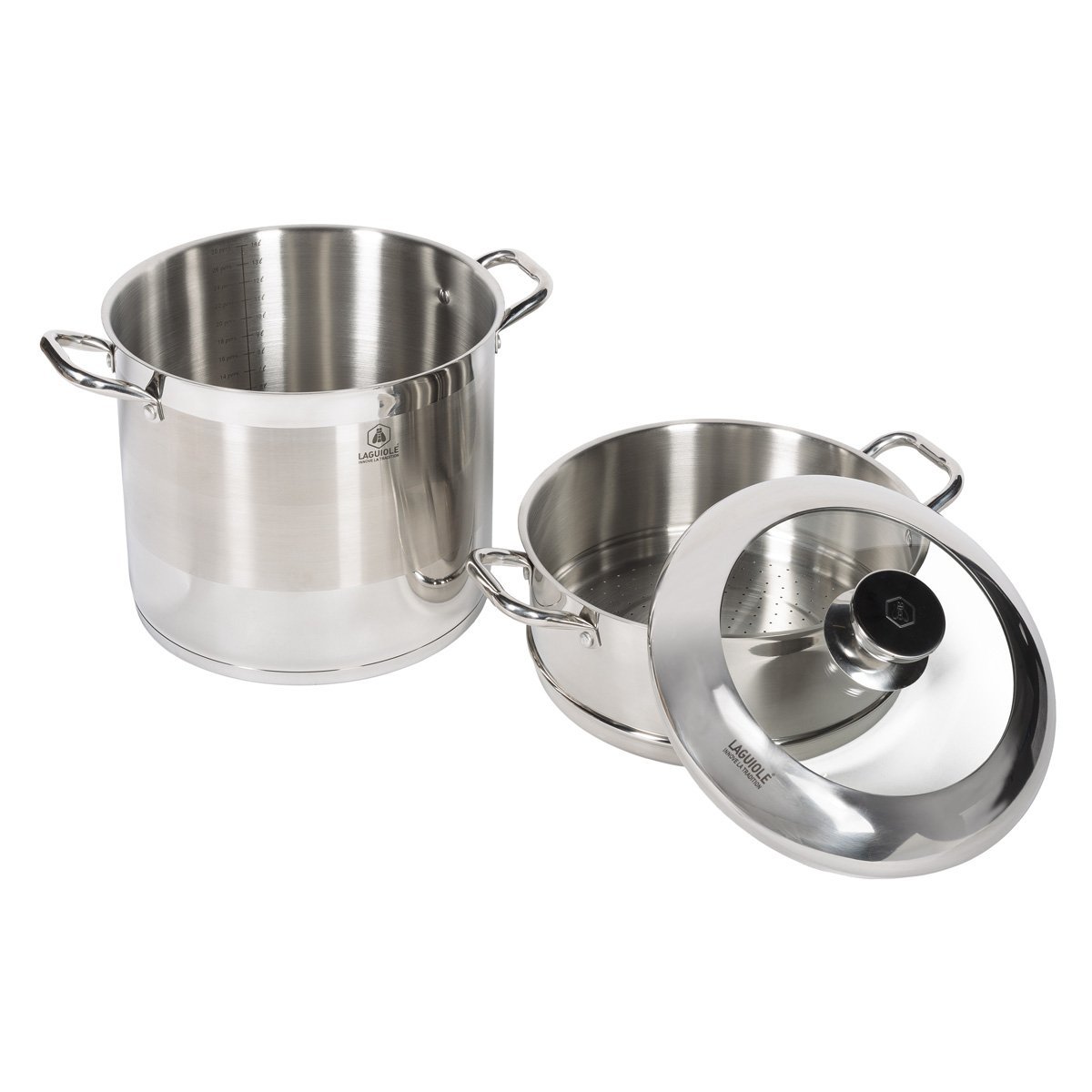 Cuscusero de acero inoxidable (18/8 cocinas Laguiole), acero inoxidable, plata, 26 cm