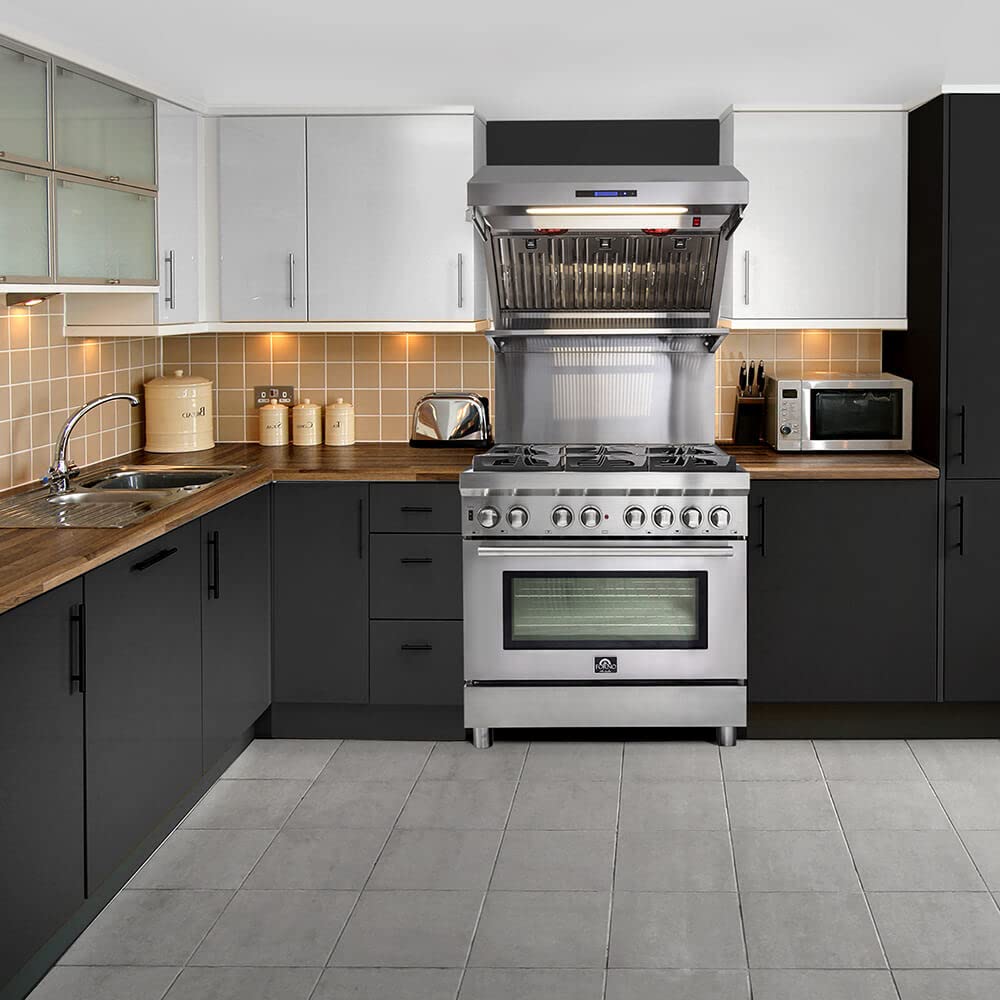 Massimo 36 in. 6 Burner Freestanding Dual Fuel Range in Stainless Steel