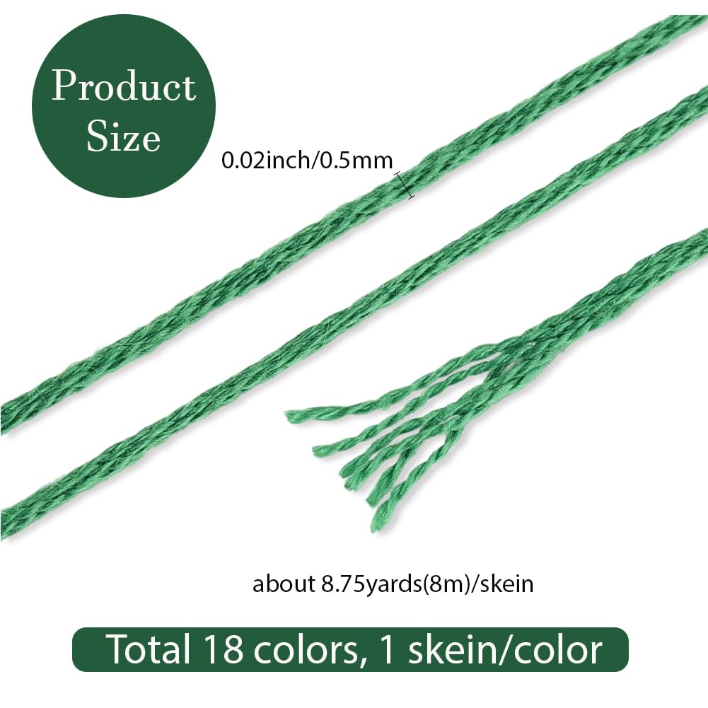 CABODYALS 18 Skeins 6 Strands Green Embroidery Thread Cross Stitch Variegated Gradient Floss Friendship Bracelet String Yarn Polyester Threads for Hand Sewing Needlecraft Jewellery Diy Craft Stitching - Image 2