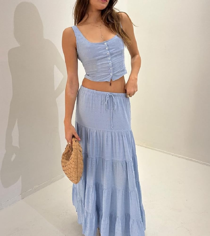 Amazon.com: Leyajedol Women Ruffle 2 Piece Skirt Set