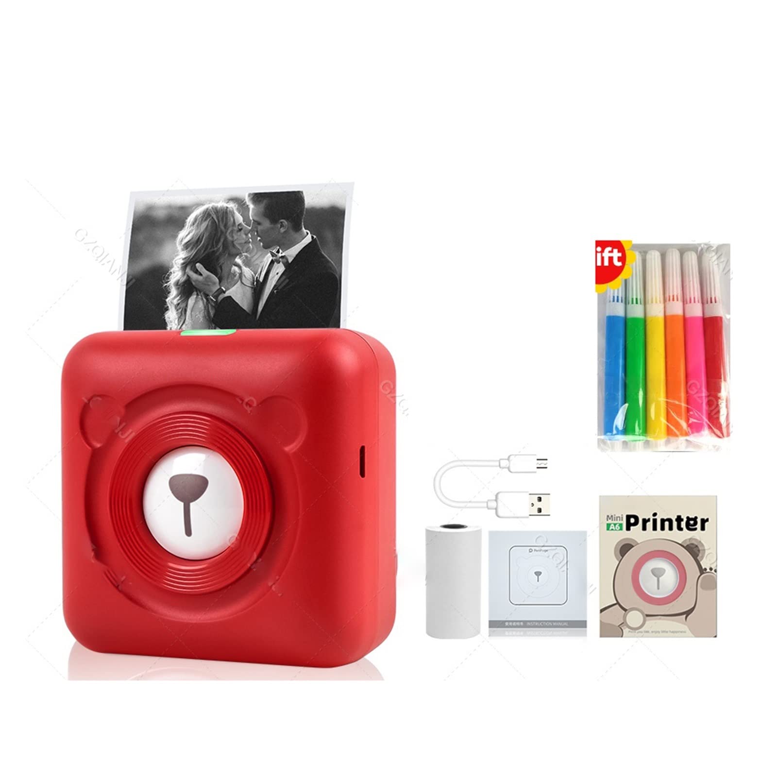 Mini kieszonkowe drukarki Drukarka fotograficzna Bluetooth(Red Printer)