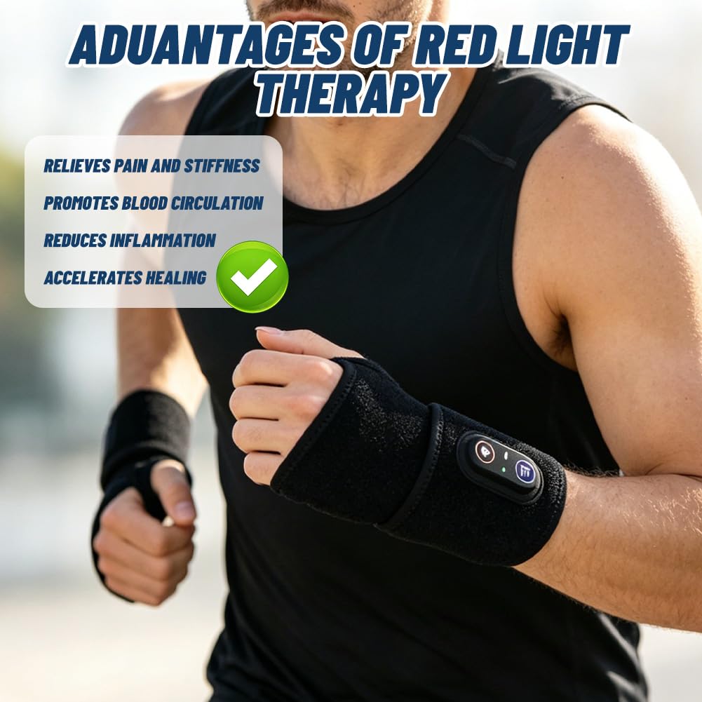 Rotlichtlampe Handmassagegerät, 10W 660nm & 850nm LED Rotlichtlampe mit 48LEDs, 3 in 1 Rotlichtlampe Red Light Therapie Gürtel Handgelenk, Handgelenk Wrap Pad