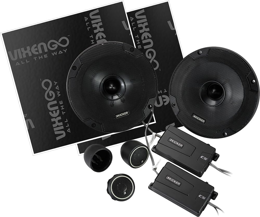 KICKER 6.5" CS Component Speaker System with Vixen Go Sound Deadener for Cars 80 mil, Butyl Rubber Deadening Material (2 Sheets, 1.3 sq ft Total)