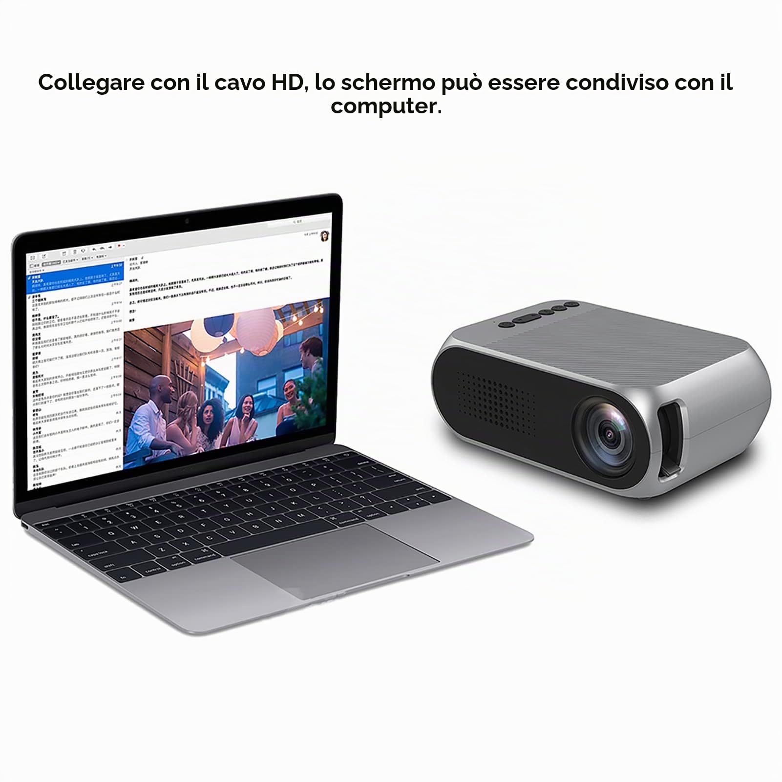 Mini Proiettore Portatile DLP HD 1080P con Batteria Ricaricabile USB LCD Versione Batteria YG320 e Proiettore Cinematografico 100-240 V(EU)