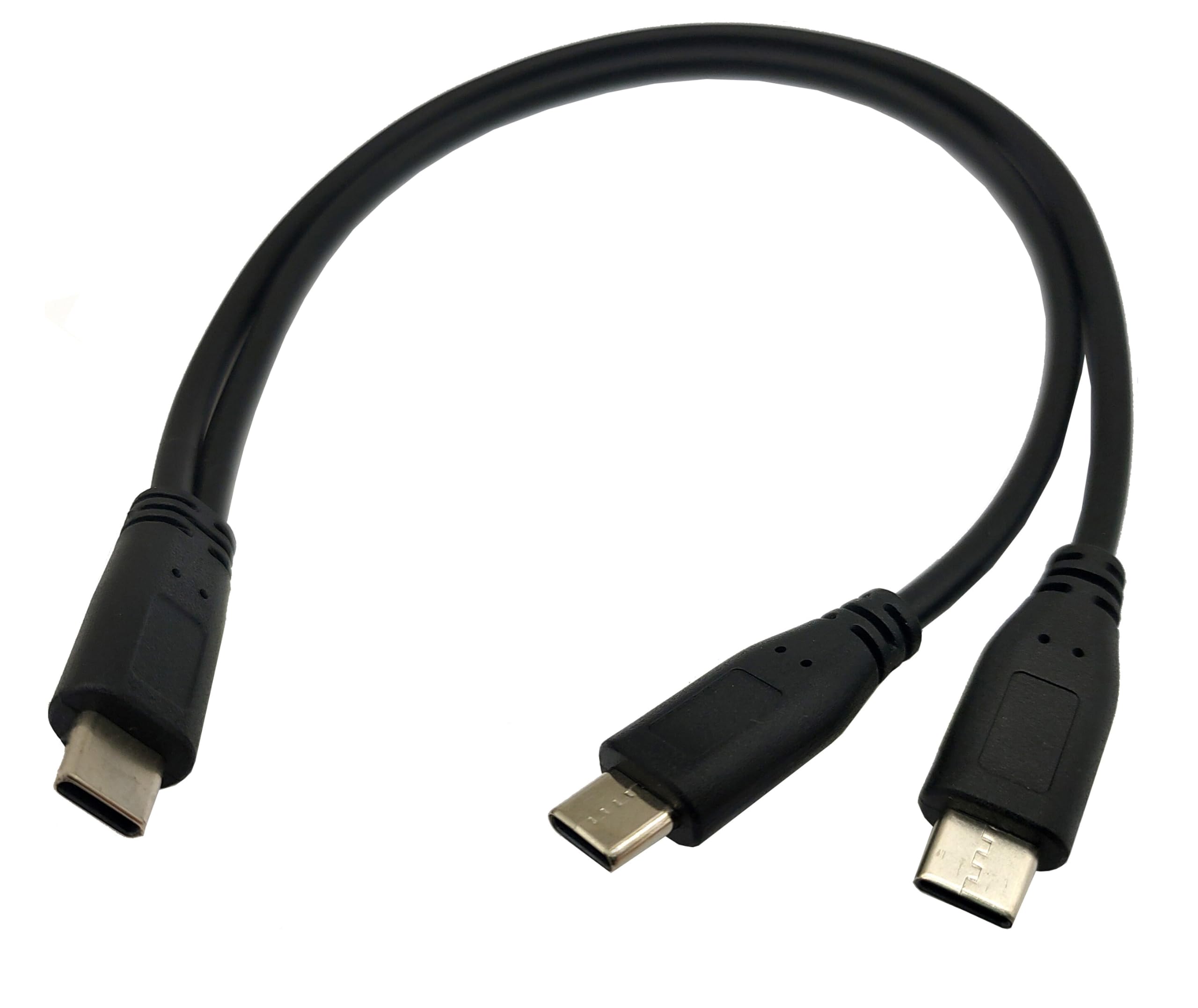Cable de carga divisor USB C, 1 pie USB tipo C macho a 2 USB dual tipo C macho, cable de carga divisor en Y (solo para carga) (tipo C macho a 2 tipos C macho)