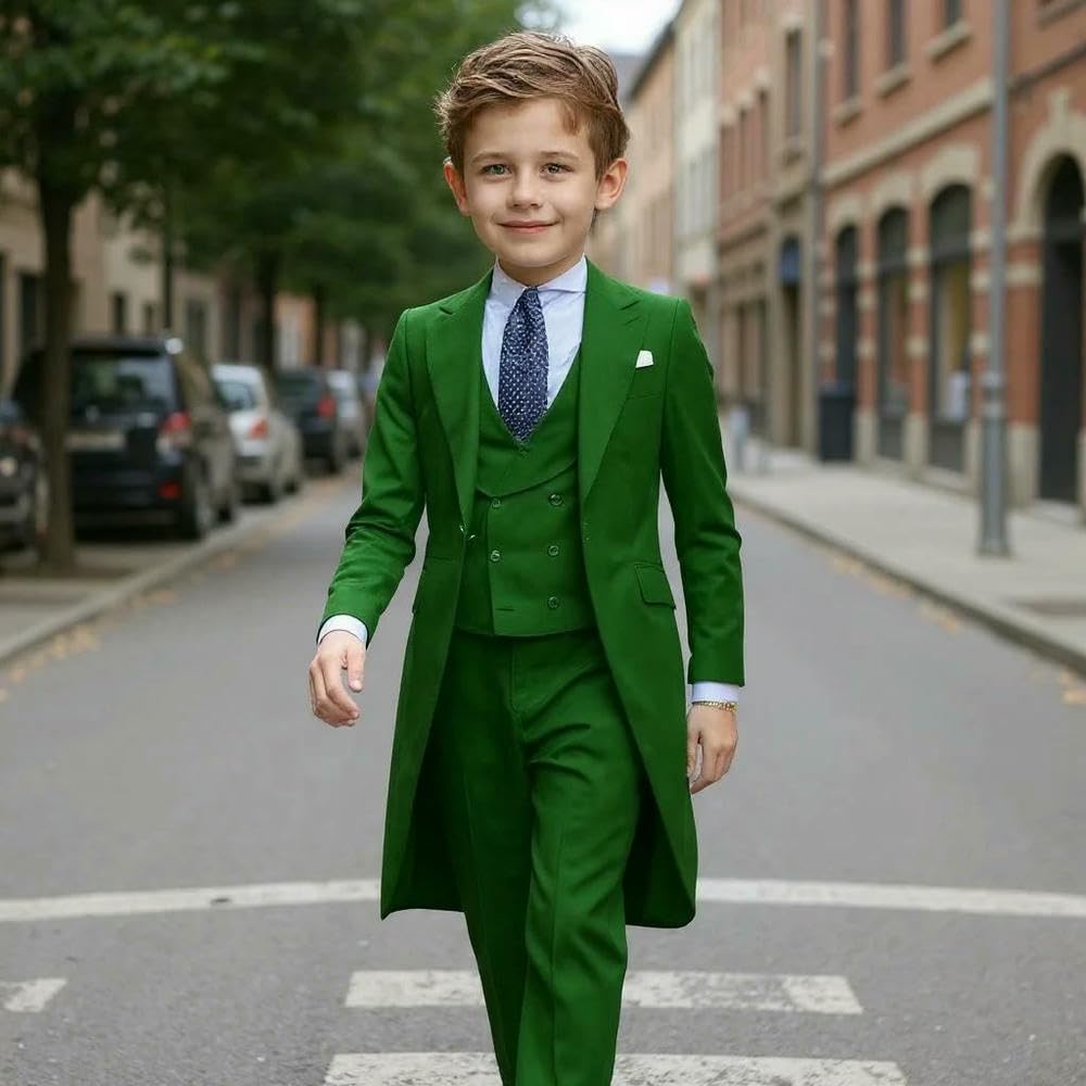 ZBDP - Completo formale per bambini dai 3 ai 16 anni, 3 pezzi, per matrimonio, smoking, gentiluomo, feste, completo per bambini, blazer, pantaloni e gilet