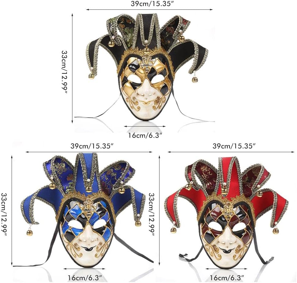 Full Face Men Masquerade Mask Jester Masks Women Vintage Venetian Mardi Gras Mask Halloween Party.